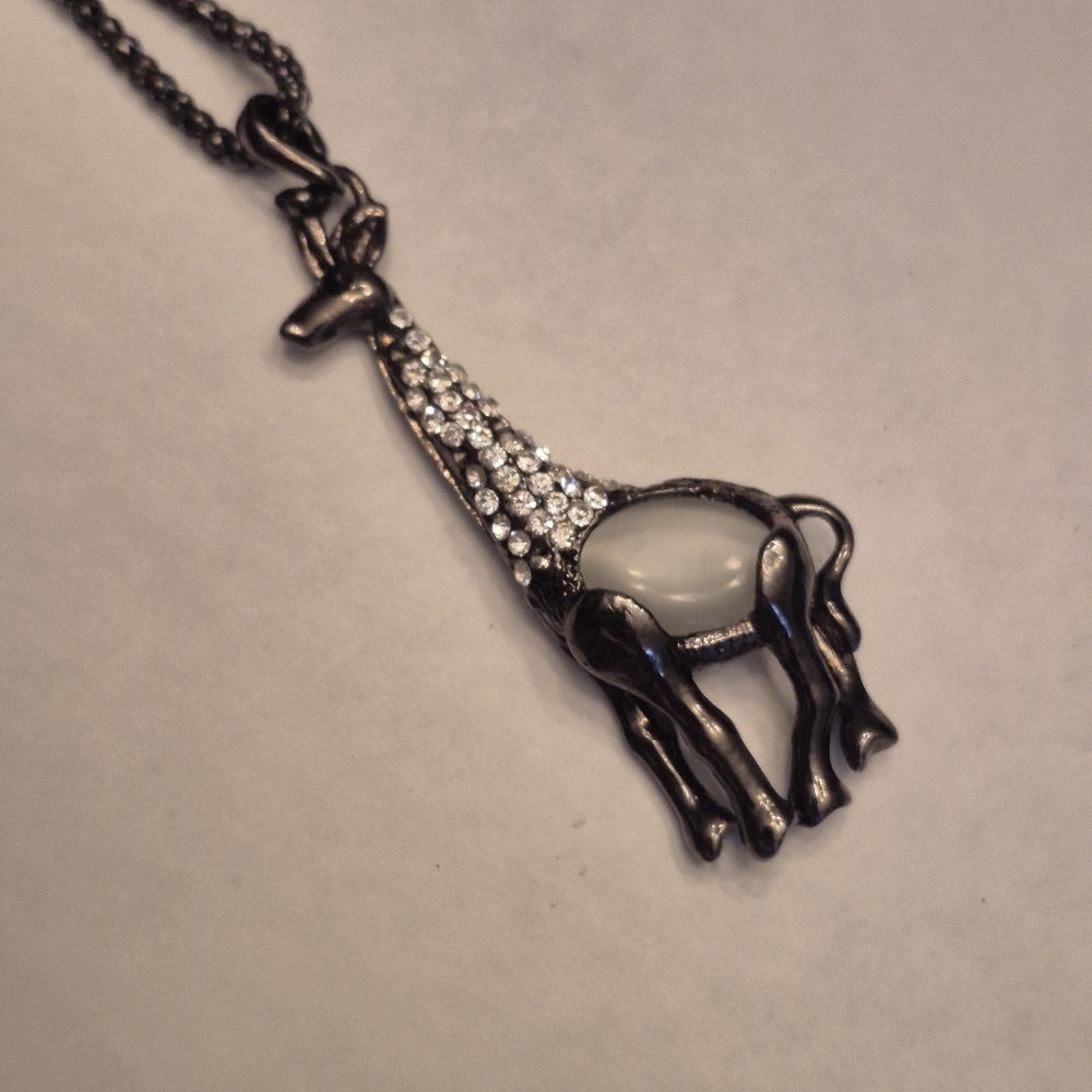 Elegant Silver Giraffe Pendant Necklace